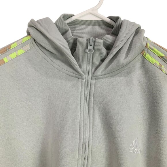 Adidas Cropped Hoodie Green Quarter Zip Logo Pullover Size XL Long Flare Sleeves - Picture 4 of 8